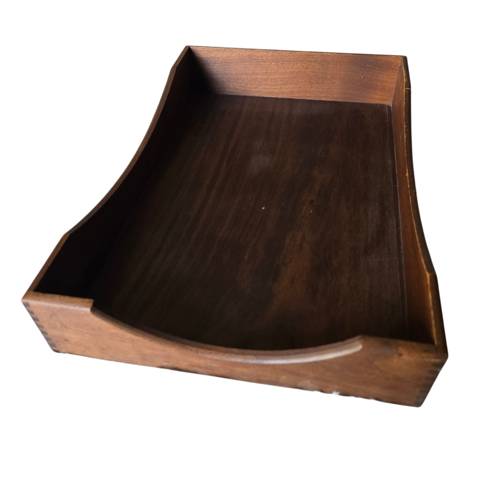 Vintage‎ Wood Desk Letter Wooden Tray With Dovetail Corners